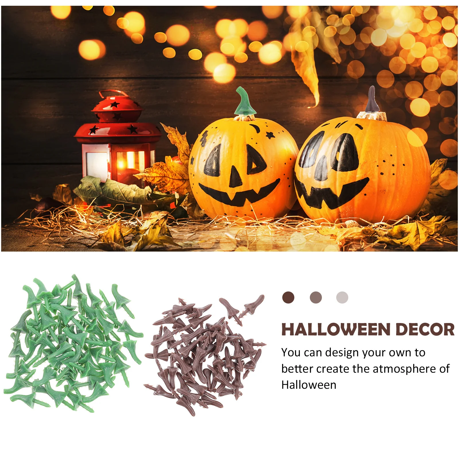 100 قطعة من البلاستيك اليقطين ينبع ديكور الهالوين دائم طويل الأمد لوازم الحرفية هالوين القرع الجذعية اليقطين مقبض ذاتي الصنع #5