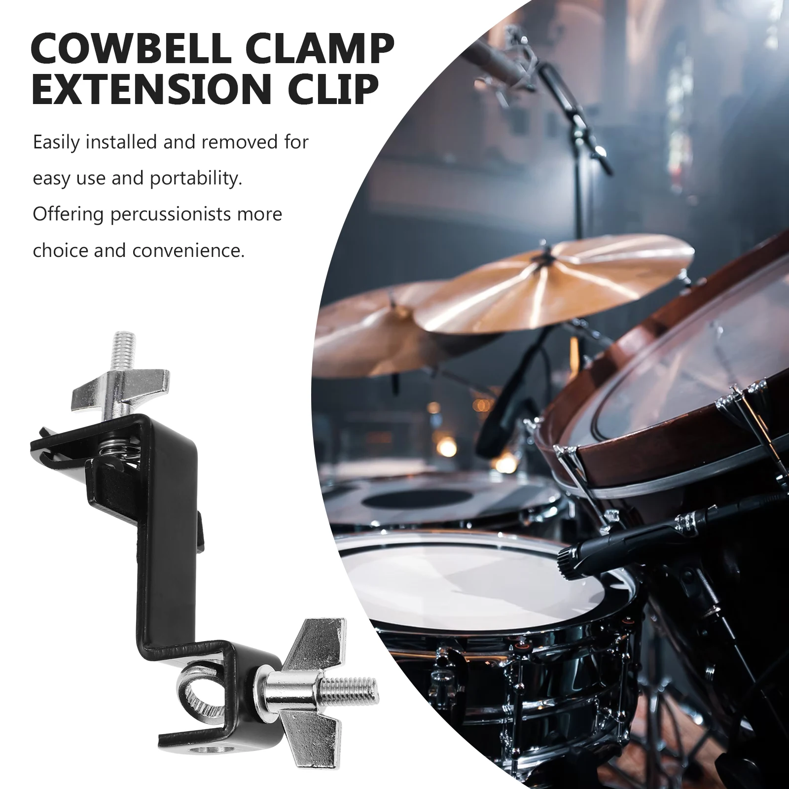 

Premium Metal Holder Clip For Drum Set Durable Stabilizing Accessories Cowbell Mount Clamp Bracket Drum Kit Cowbell Holder