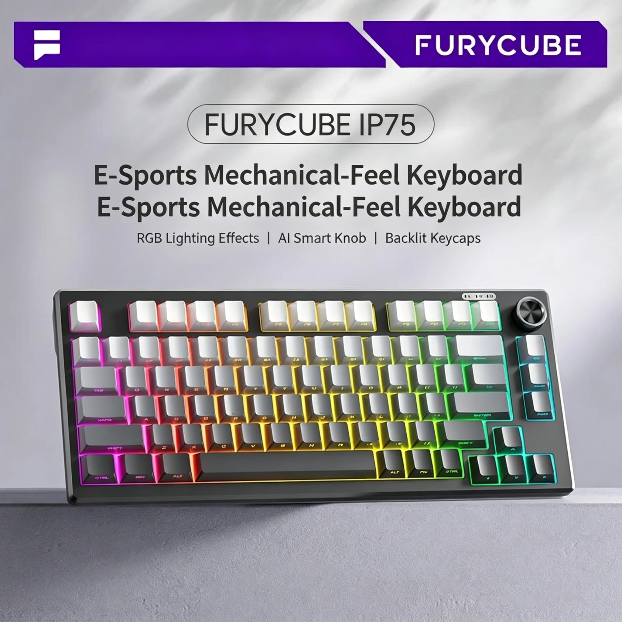 75-Keys RGB Backlit Mechanical Touch Feel Wired Gamer Keyboard Ergonomic Slient Gaming Keyboard For PC Computer Laptop Tablet