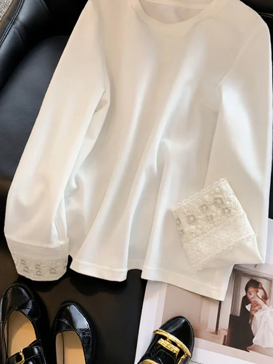 

Корейский Sle, большие размеры, длинный све, кружевной лоскутный женский базовый топ для похудения, закрывающий живот, внутренняя одежда, топ с высокой талией