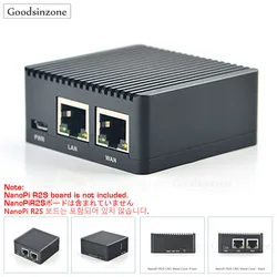 NanoPi R2S CNC Passive Cooling Case, Aluminum Alloy Protective Router Case Black Cooling for NanoPi R2S