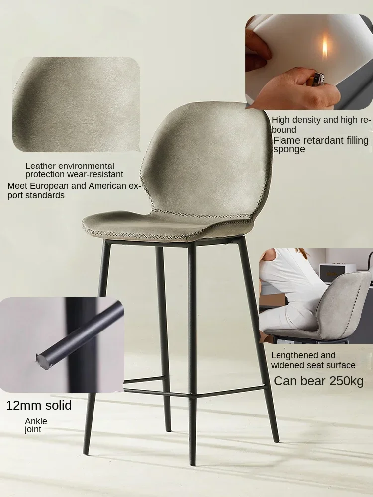 Sedia da bar moderna e semplice Sedia da bar con schienale per la casa Sgabello alto di lusso leggero nordico Sedia da isola anteriore Sgabello da bar Sgabello da bancone