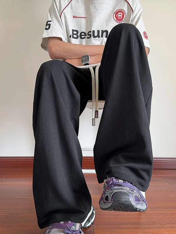 

Casual Men's Wide Leg Pants Smooth Loose Fit Straight Cut American Vibe Spring Autumn Fashionable Drapey Comfortable Leisure ...