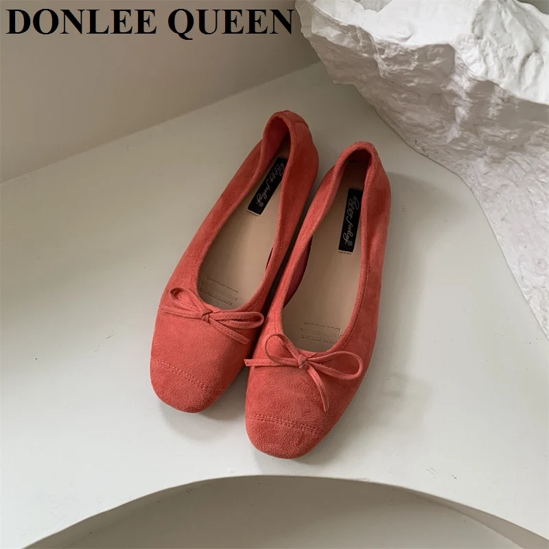 DONLEE QUEEN 2024 Summer Flats Ballet Shoes Women Slip On Loafers Round Toe Shallow Bowtie Ballerina Soft Moccasin zapatos mujer