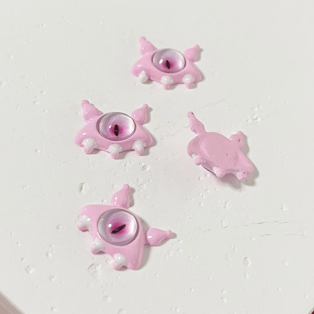 Kiyomi Little Adorable Monster Charms Wacky Big Eye Cat Monster Nail Knickknack Funny Kawaii Eye Demon Nail Tip Accessory 404art