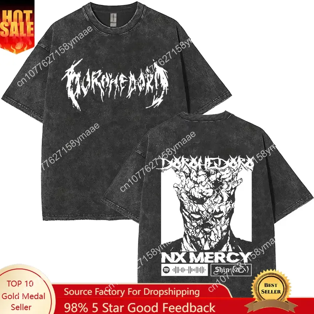 

Anime Dorohedoro Kaiman Washed Vintage T Shirt Men Gothic Manga Rock T-shirt Men's Hip Hop Oversized Short Sleeve Tee Streetwear