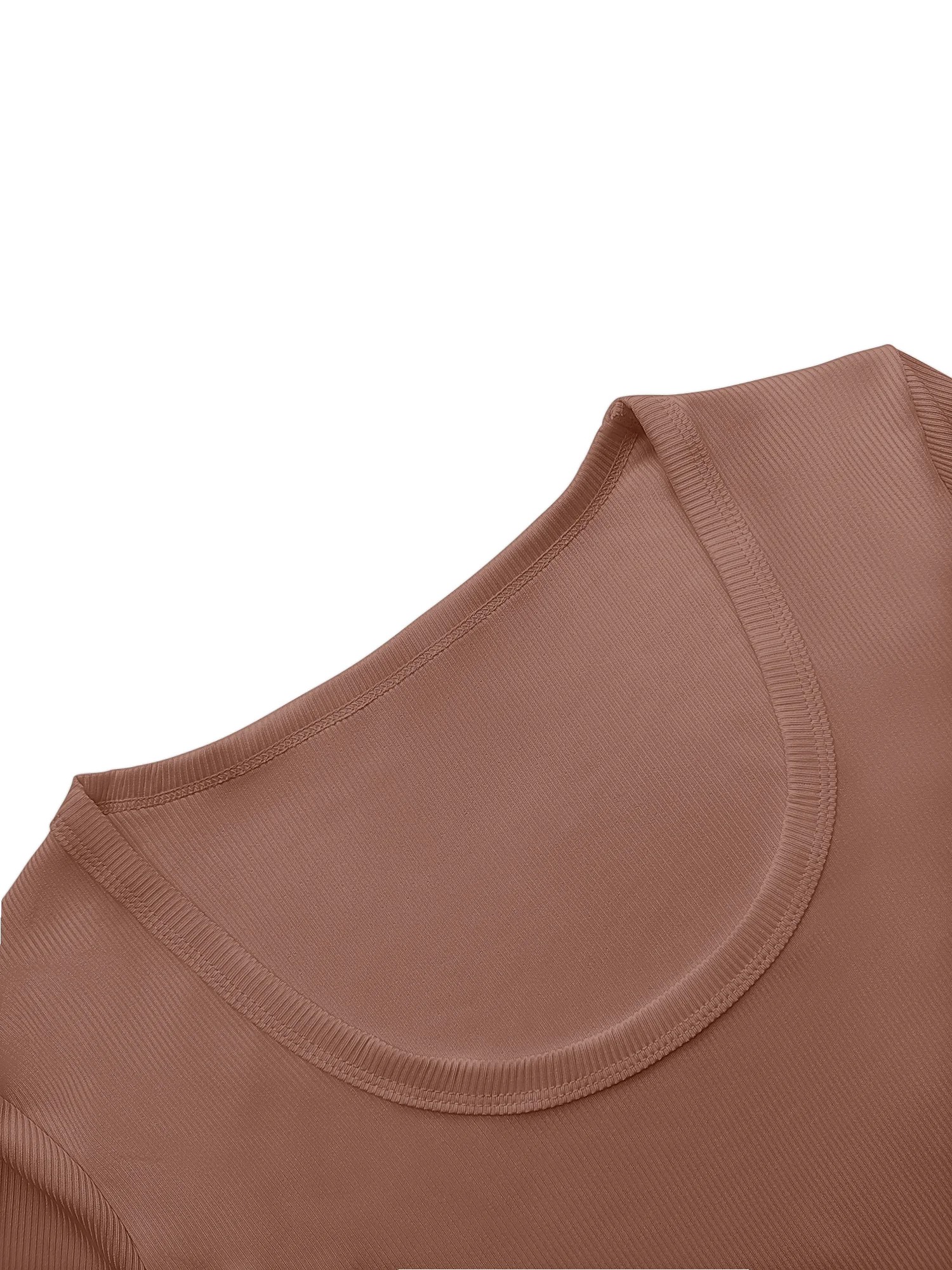 Spring Outdoor Sports Ribbed Crop Blouse, Elastic Square Neck Top for Hiking & Light Activity view 6