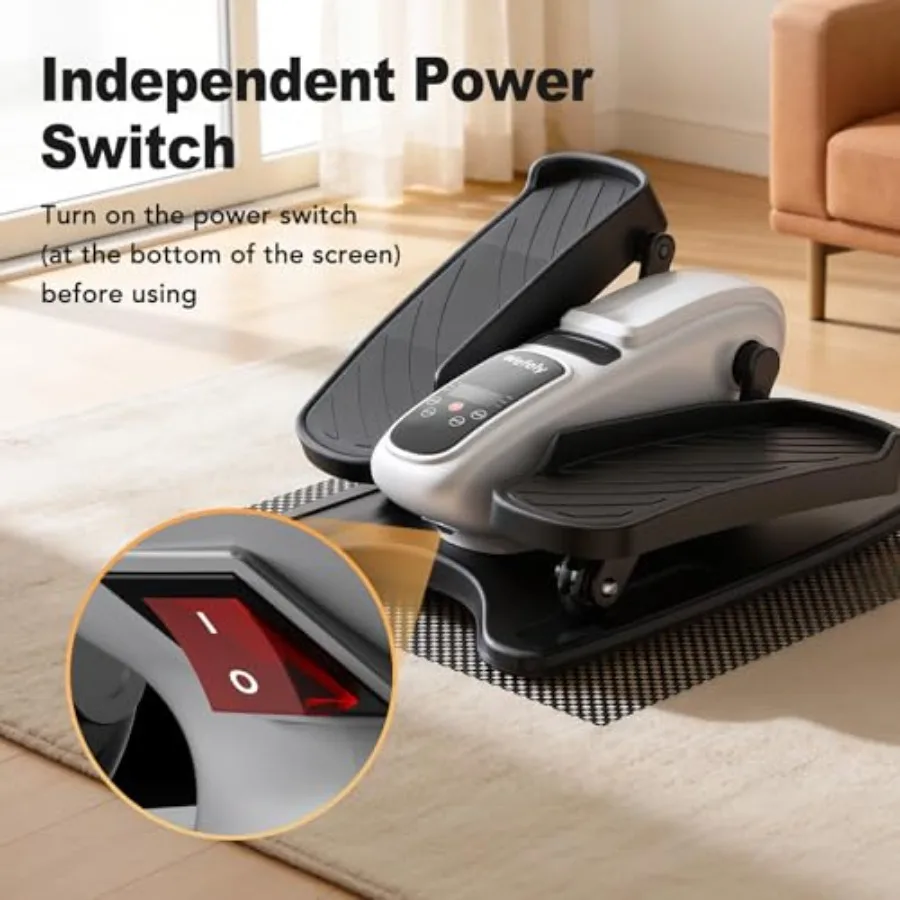 Under Desk Elliptical Machine for Home Office, Steel Frame, Black, 12-Speed RF Remote Control with Quiet Operation Non-Slip Mat