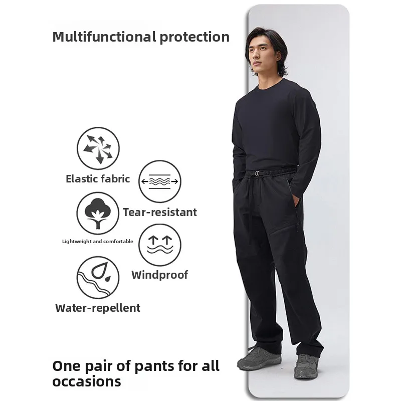 

Dujia Men's Casual Pants 2025 Autumn Winter Outdoor Windproof Flight Sle Simple Straight Leg Polyester Fiber Straight Tube