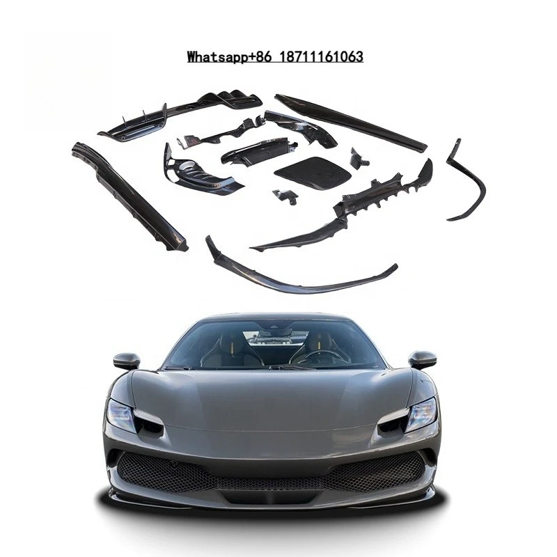Dry Carbon Fiber Front Bumper Parts Lip Splitter Side Skirts Rear Diffuser Engine Cover OEM Bodykit for 296GTB Body Kits