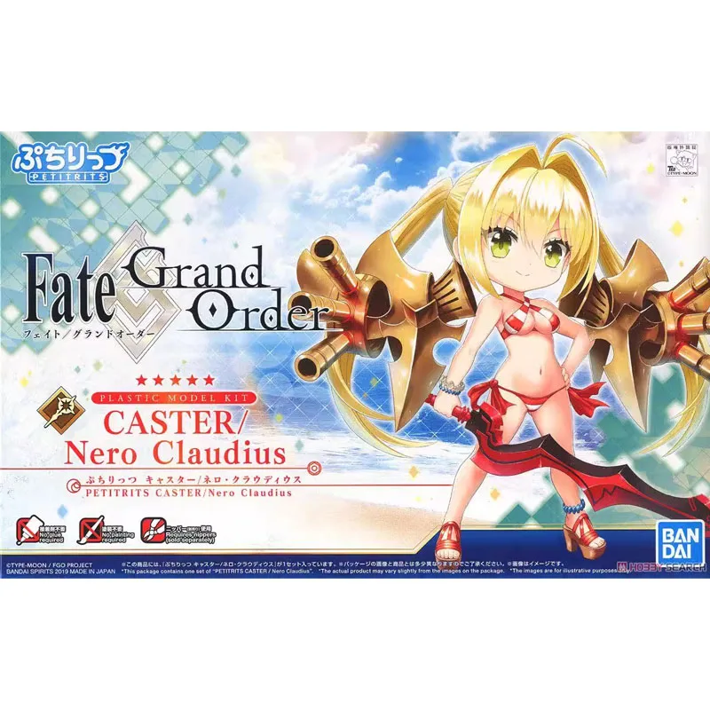 Bandai Original Fate/Grand Order Petitrits fgo Caster Nero Claudius Anime Action Figure Collection Plastic Model Kit Assembly