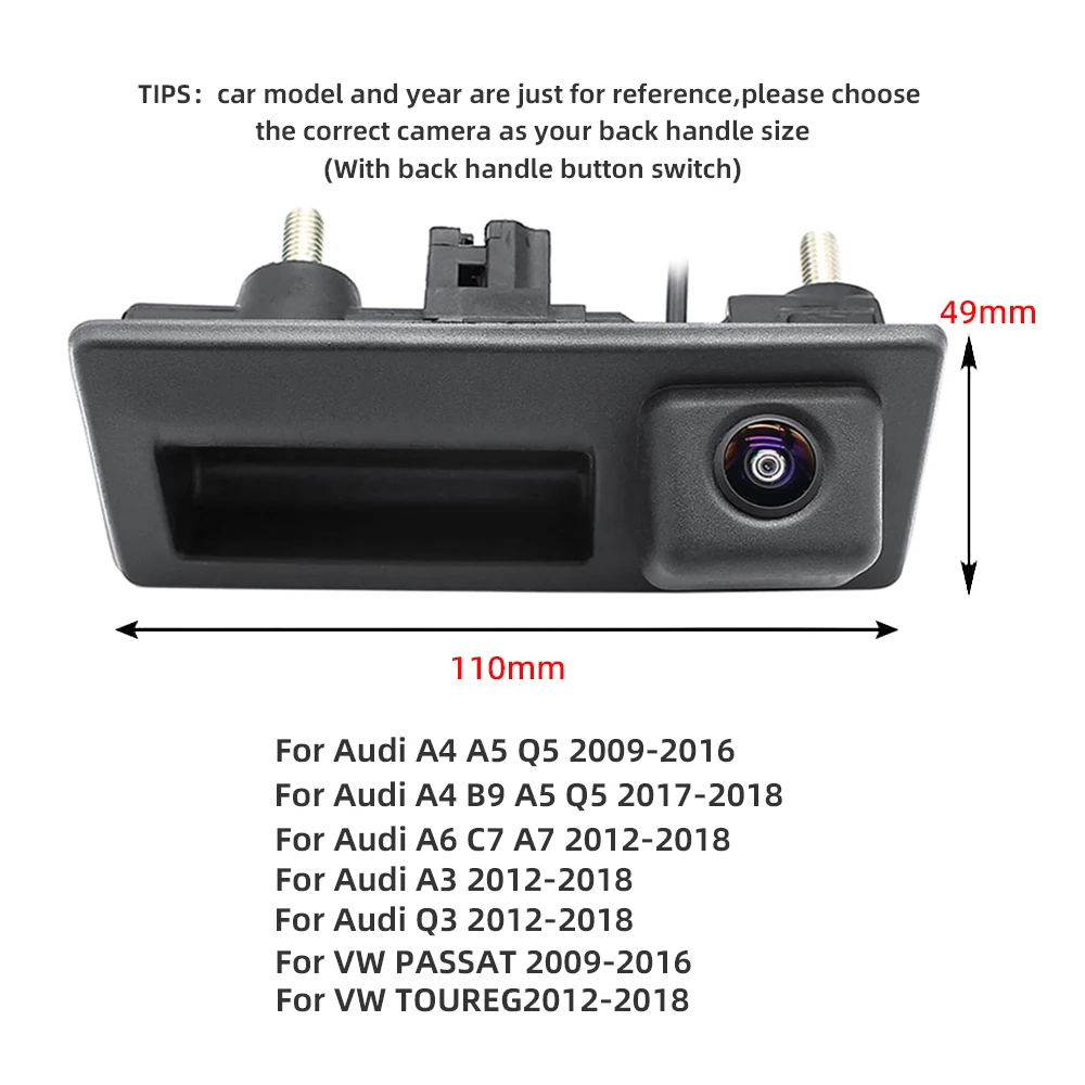 Bonroad 170 grad auto rückfahr kamera für audi a4 b8 q3 q5 a5 a8 s5 a3 a6 c7 a7 volkswagen parken backup kofferraum griff kamera