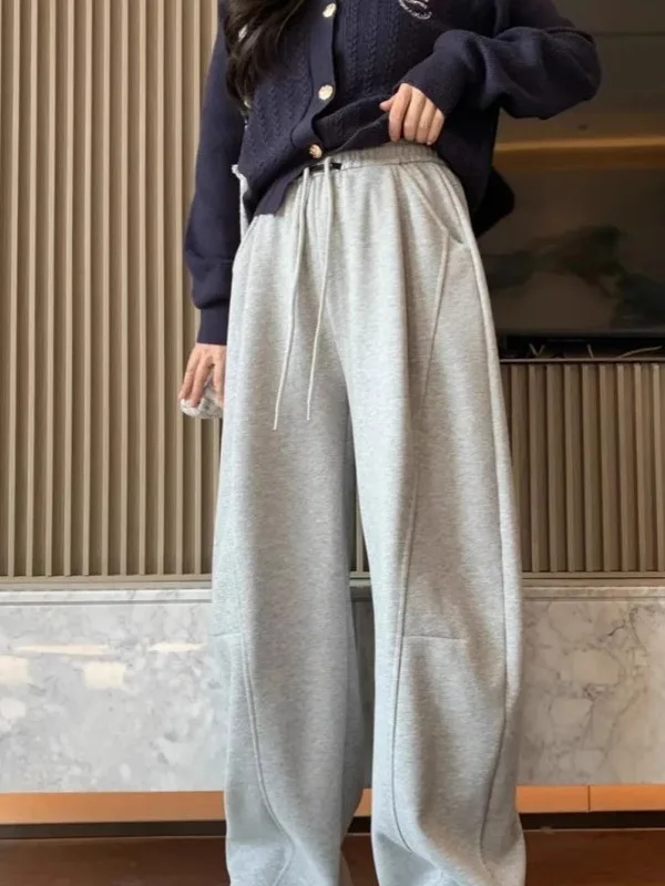 Hohe Taille, Dstring-Freizeithose für Damen, lockere Passform, Sommer 2025, Damenhose, bequemer elastischer Bund