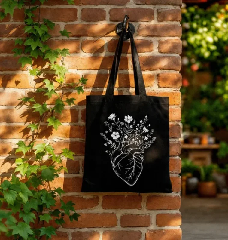 Minimalist Cat Faces Line Art Canvas Tote Handbag, Cat Mom Cat Lover Reusable Grocery Handbag for Student Women Girls Boys Men