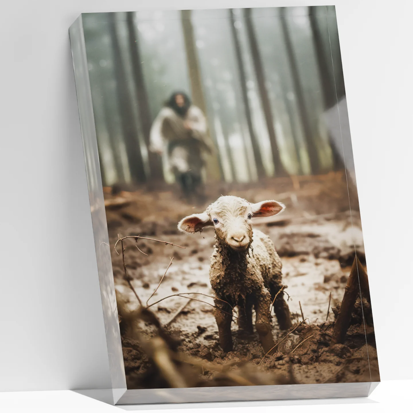 

Christian Gifts for Women Men, The Lost Sheep Jesus Acrylic Block Decor,Bible Story Inspirational Faith Keepsake for Office Home