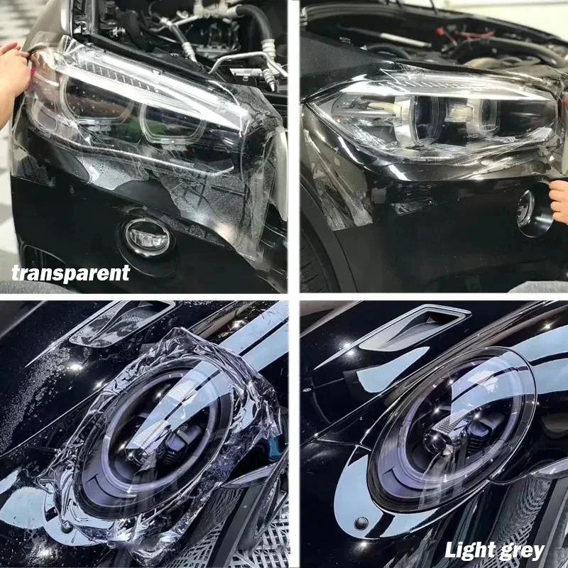 Self-healing Tpu Ppf Headlight Film Anti Scratches Protect Smoke Black Car Lamp Tint Film For Audi Bmw Tesla Decorate Styling