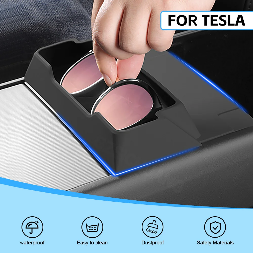 

Center Console Glasses Tray For Tesla Model Y Juniper 2025 2026 New 5 Seater Silicone Storage Tray Car Interior Accessories