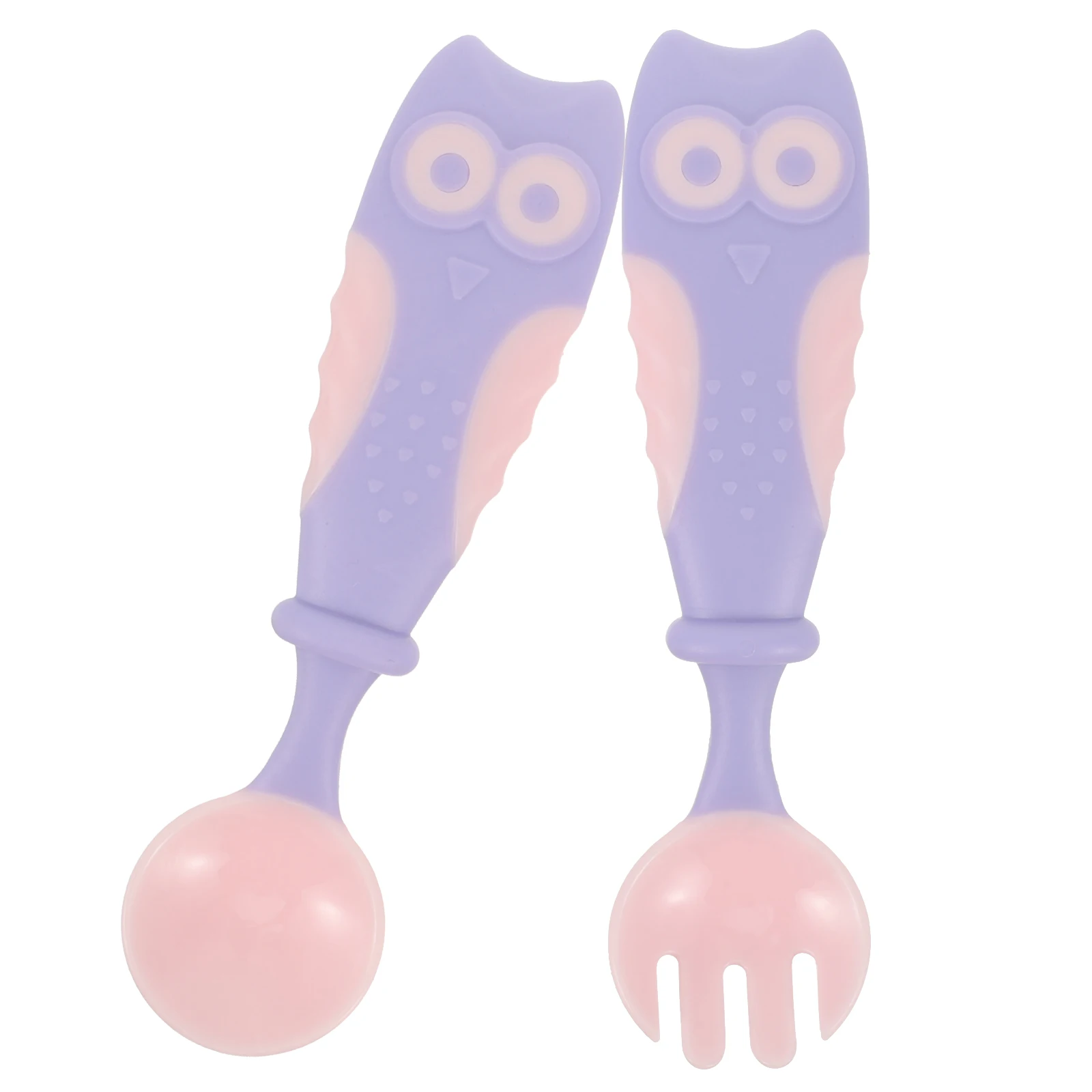 

Baby Training Fork Spoon Set Bendable Owl Pattern Tableware Smooth Cutlery Lightweight Practical Travel Picnic Use R om Color