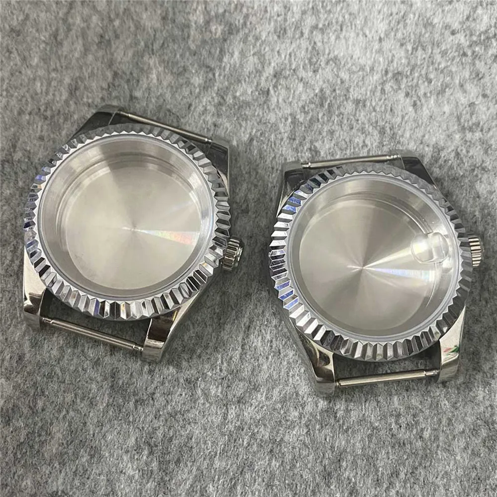 

1PC Fluted Bezel 39mm Case 5ATM Waterproof Sapphire Glass Mirror Watch Case Kits for NH35 NH36 Movement Watch Modification Parts