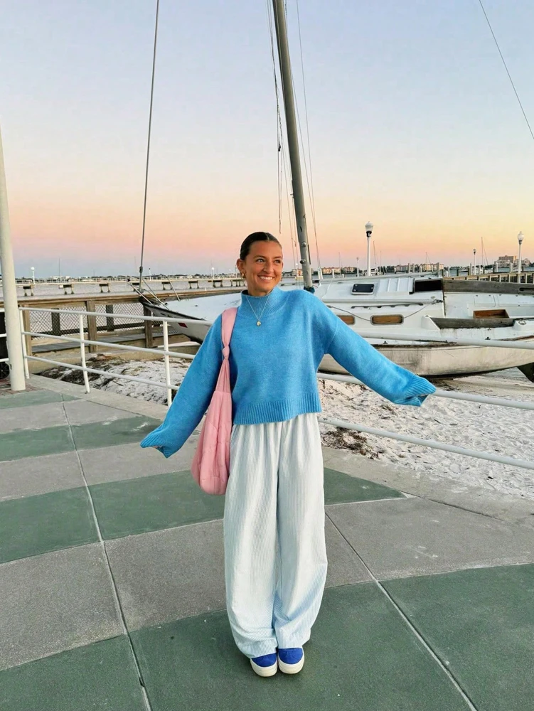 

Осень/зима 2022, новая коллекция, женская однотонная минималистичная повседневная толстовка с напуском и длинными рукавами, топ