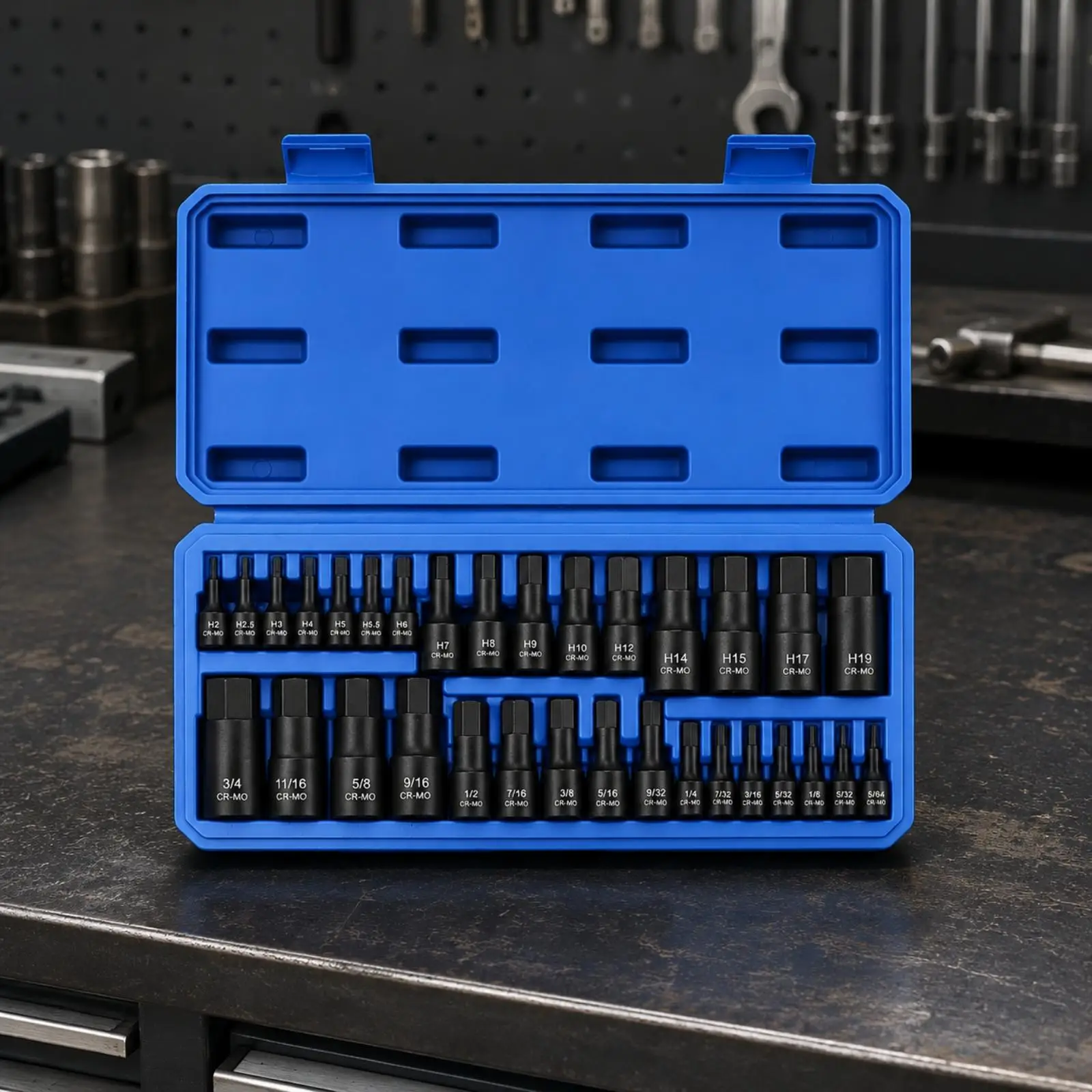 Versatile Hex Socket Wrench Set with Molded Case 295x130x50mm for Heavy Duty Workshop Projects Automotive Mechanical Work