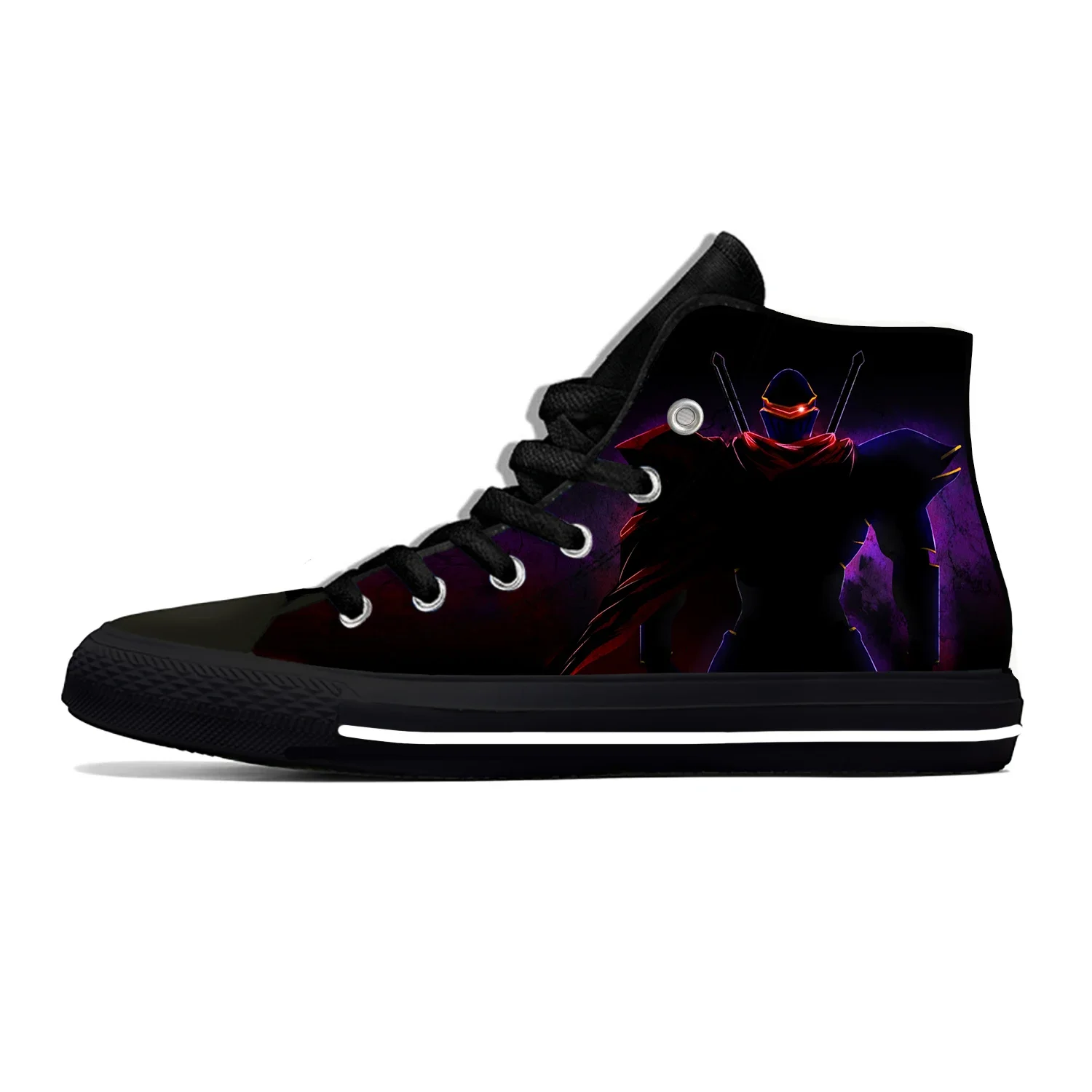 Hot Anime Overlord leichte schwarze Stoff 3D-Druck lustige Mode High-Top-Leinwand Schuhe Herren Damen lässig atmungsaktive Turnschuhe