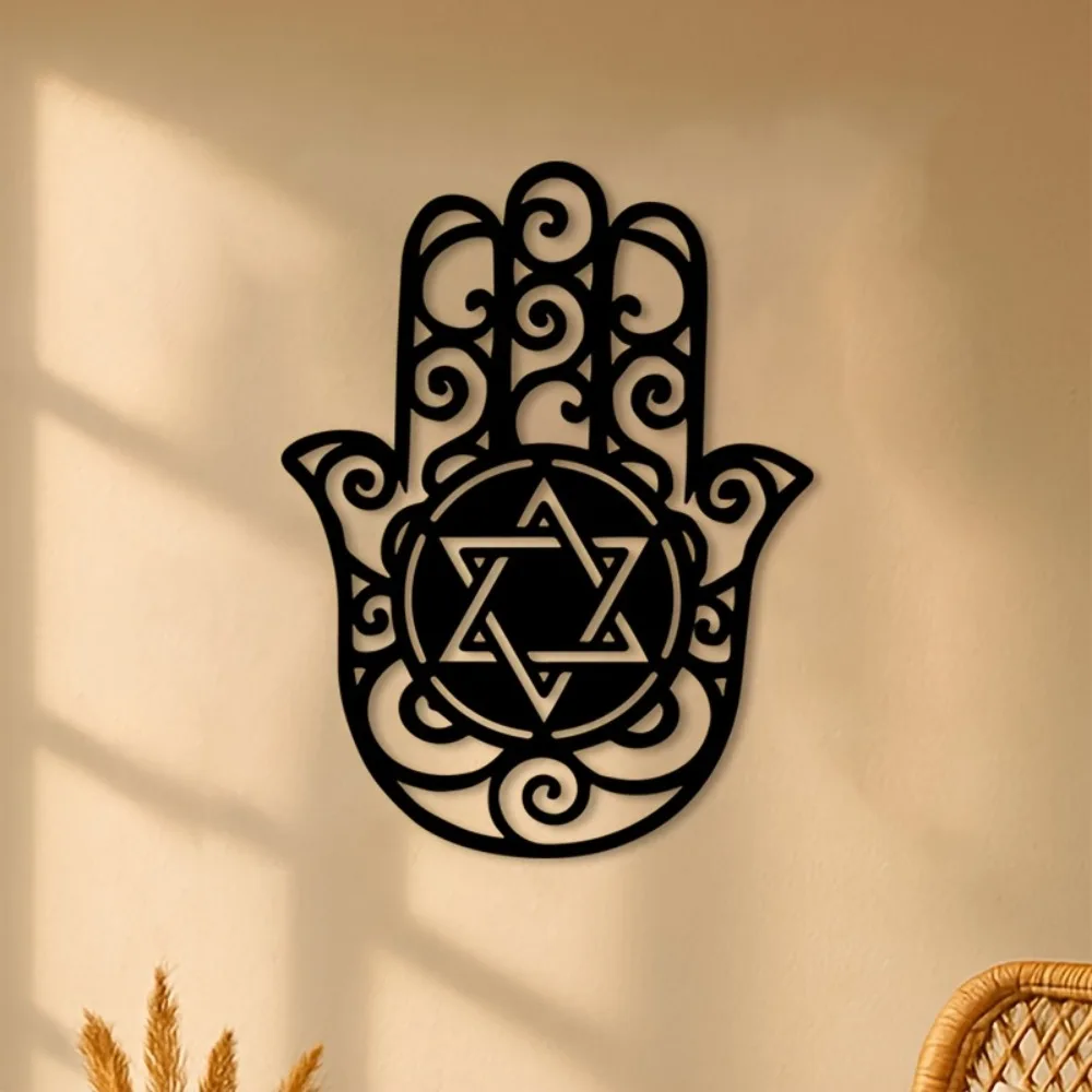 CIFBUY Hamsa Hand Star of David Metal Wall Art Iron Decor Jewish Islamic Home Good Luck Amulet Housewarming Gift Rustproof Accen
