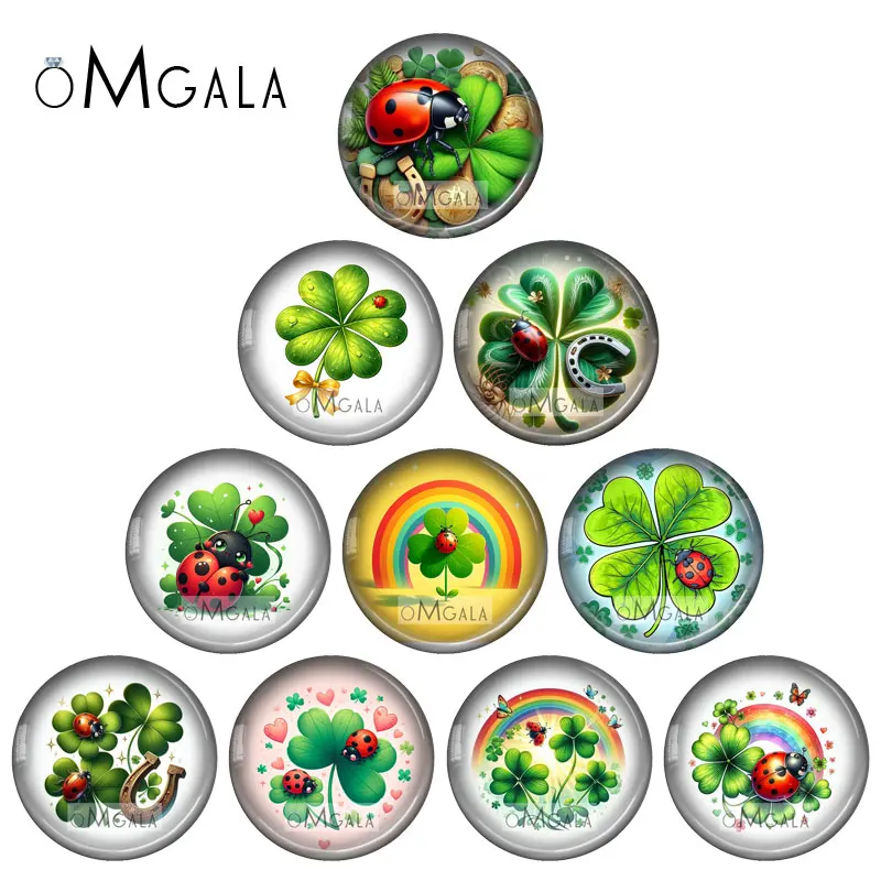 Cute Golden Turtle and Four Leaf Clover 12mm/18mm/20mm/25mm Round photo demo glass cabochon flat back Making findings