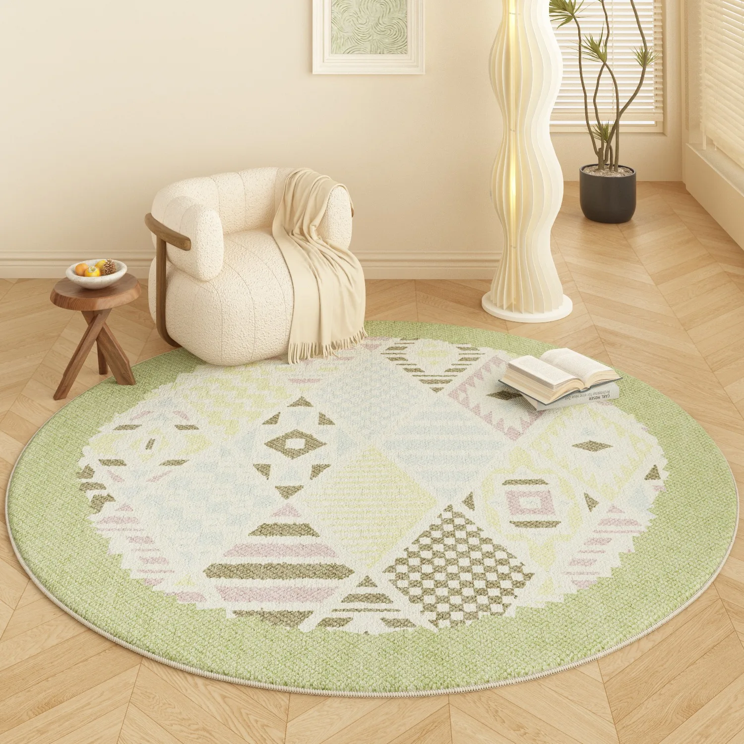 

Round Carpet Living Room Bedroom Carpets Moroccan Fresh Bedside Foot Mat Fluffy Soft Rug Home Decoration Rugs Ковер Alfombras