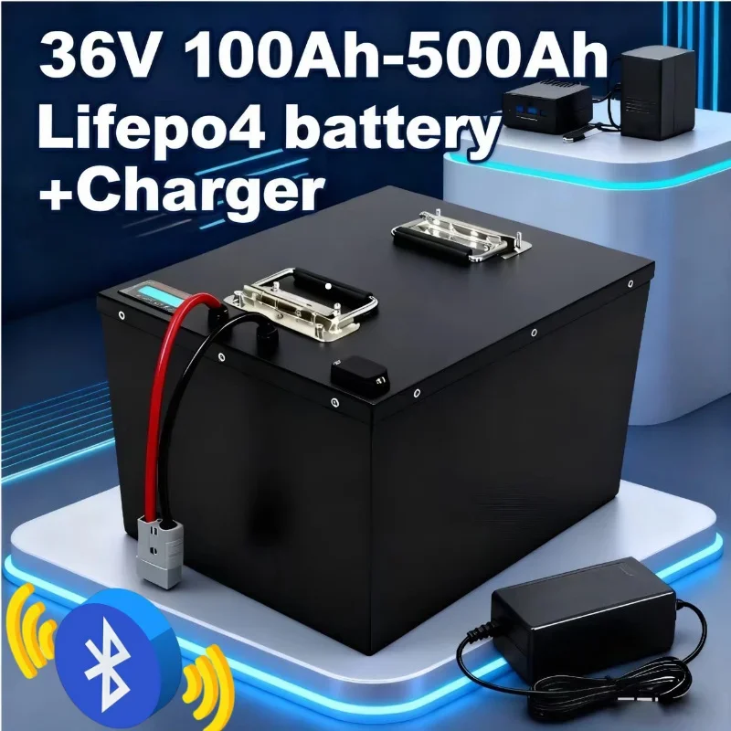 

36V LiFePO4 Lithium Battery 100Ah-500Ah Rechargeable Solar Battery with BMS for 2KW/3KW/7KW Golf Cart RV Backup Power Solar Syst