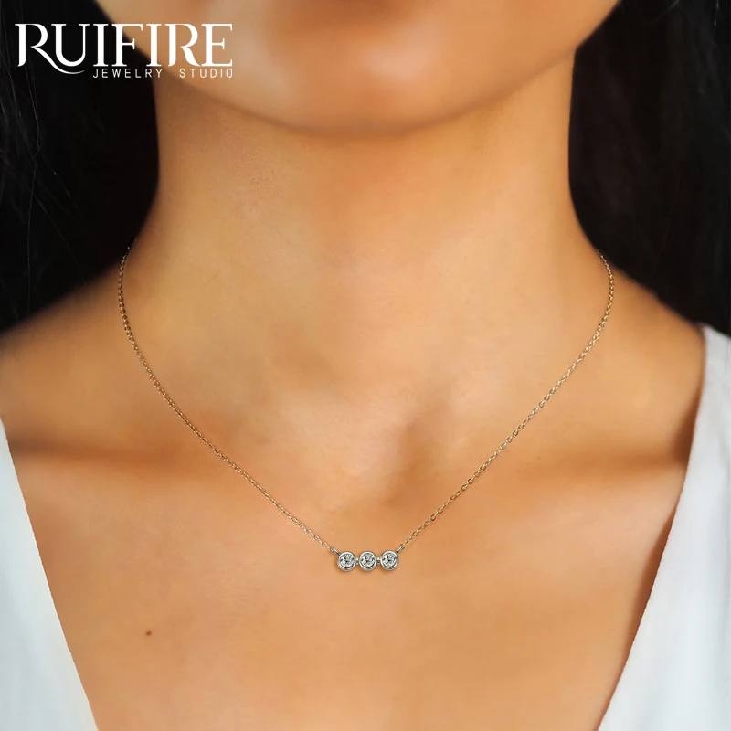 

RUIFIRE Moissanite Pendant Necklace D color VVS1 for Women White Gold Plated 925 Sterling Silver Wedding Minimalist Jewelry