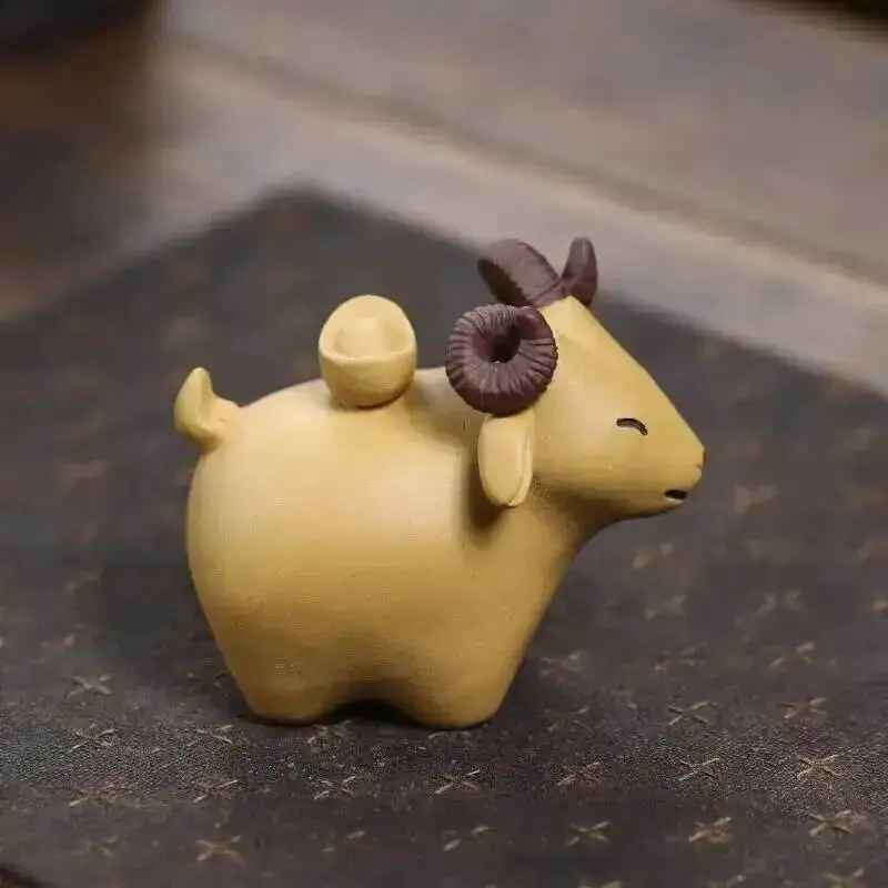 Zisha Tea Pet Sheep Figurine Zodiac Sculpture  Money Ingot Fortune Sheep Tea Play Accessories Decoration Чаепитие view 5