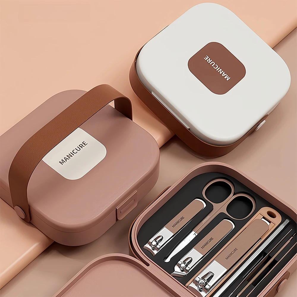 مجموعة مانيكير مع مقصات أظافر من الفولاذ المقاوم للصدأ، ومبرد أظافر، وأدوات العناية، ومجموعة أدوات تجميل للعناية بالرجال والنساء