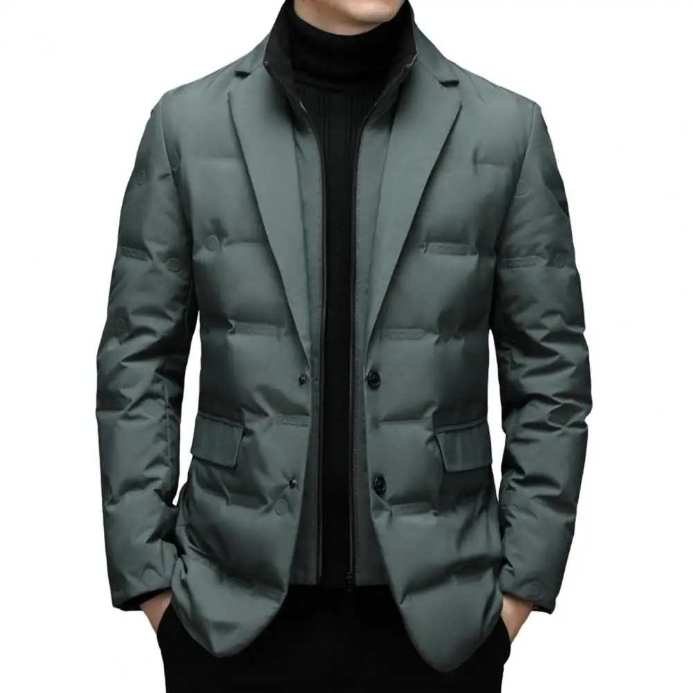 Winter Men\'s Coldproof Windproof Down Jacket Suit Scarf Collar Simple Down Jacket Male Clothing