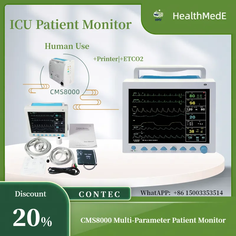 Многопараметрический монитор пациента Contec CMS8000, медицинская машина SPO2, монитор сердечного ритма пациента, электрокардиограма