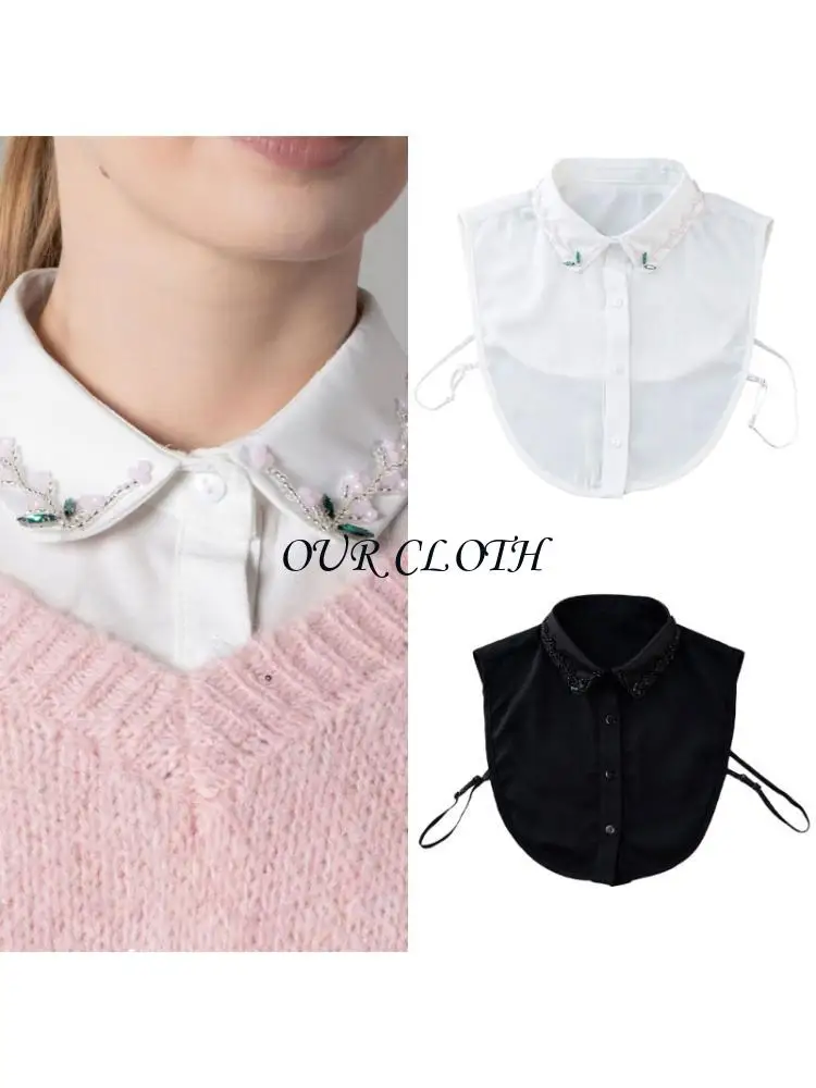 Detachable Collar Beaded Flower False Collar for Women Professional Setting Wear Y1AC