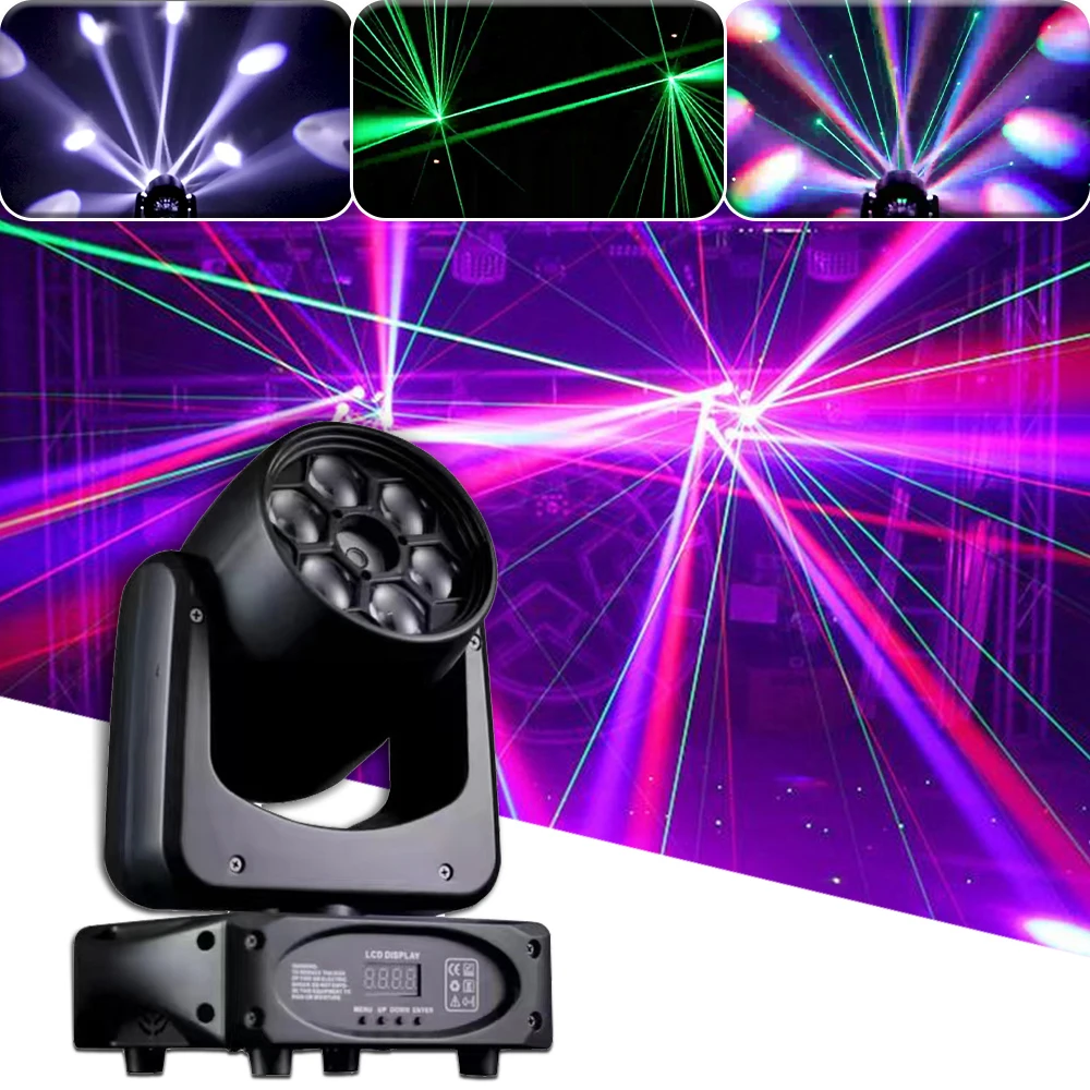 

6X12W LED Cree RGBW 4IN1 Bee Eye Strobe G Laser Light DMX512 Music Control DJ Disco Stage Party Prom Outdoor Indoor Bar Club