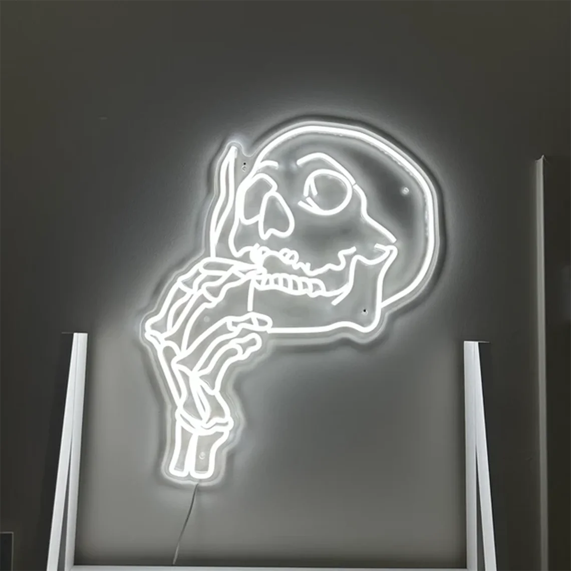 Skull Head Neon Sign Handmade Art Neon Light White Vibes for Wall Decor Bedroom Gaming Room Decor Personalized Aesthetic Gifts