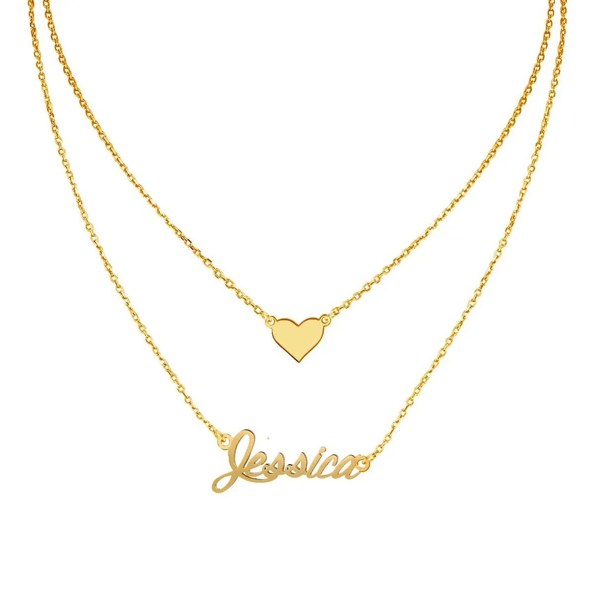 

Custom Multi-Layers Chains Name Necklace with Heart Cross for Women Personalized Initial Stainless Steel Birthday Jewelry Gift