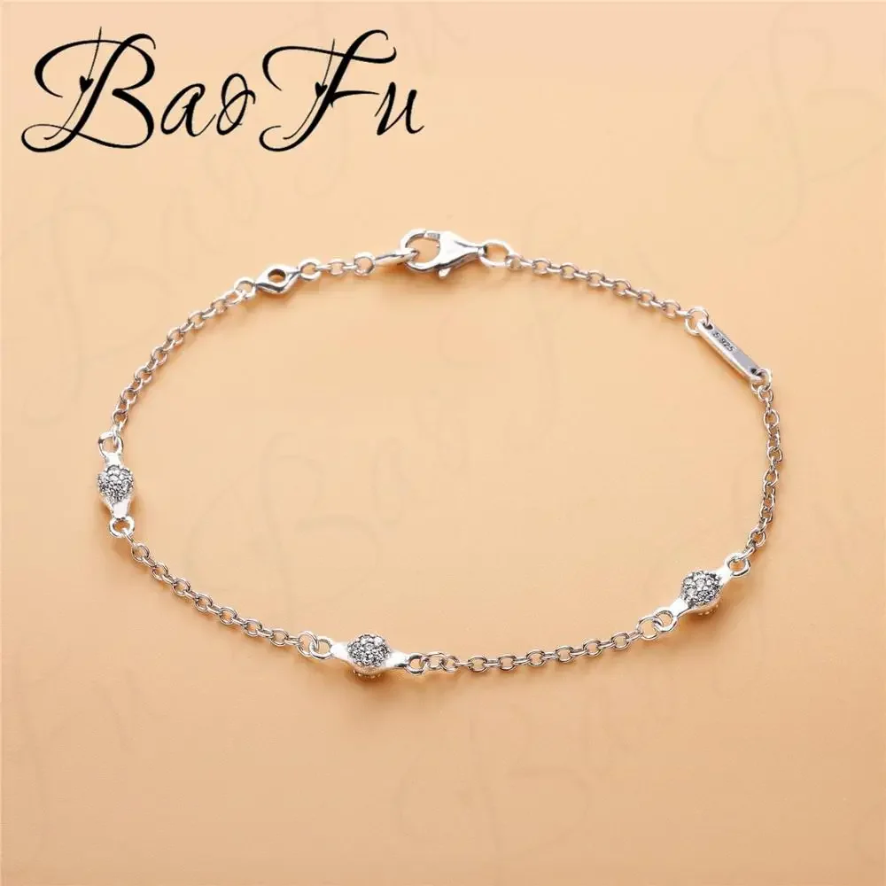 Original 100% 925 Sterling Silver Bracelet Shiny Seed Love Silhouette Love Long Lobster Clasp O-Shaped Fashion Charm DIY Jewelry