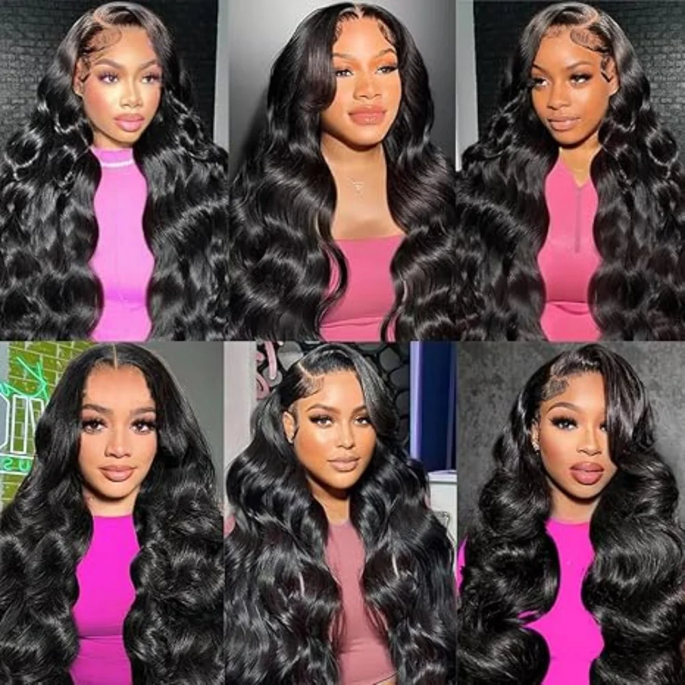 5x5 Glueless Body Wave Transparent Lace Frontal Wig Human Hair 34 Inch Natural Color Ready To Wear Transparent Lace 200% Density