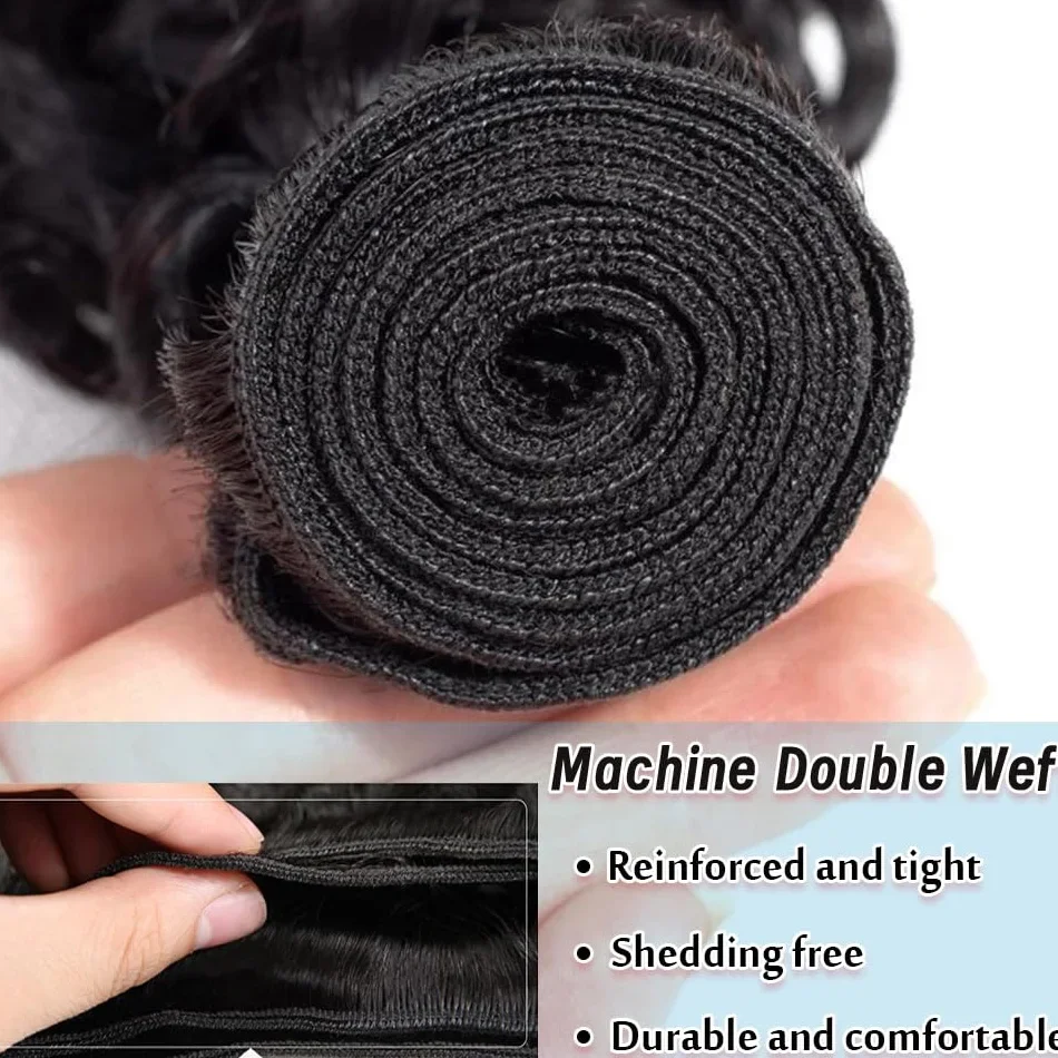 Deep Water Wave Bundles 100% brasilia nische Remy Echthaar verlängerungen Doppels chuß Deep Weave 3 Bundles natürliche schwarze Farbe