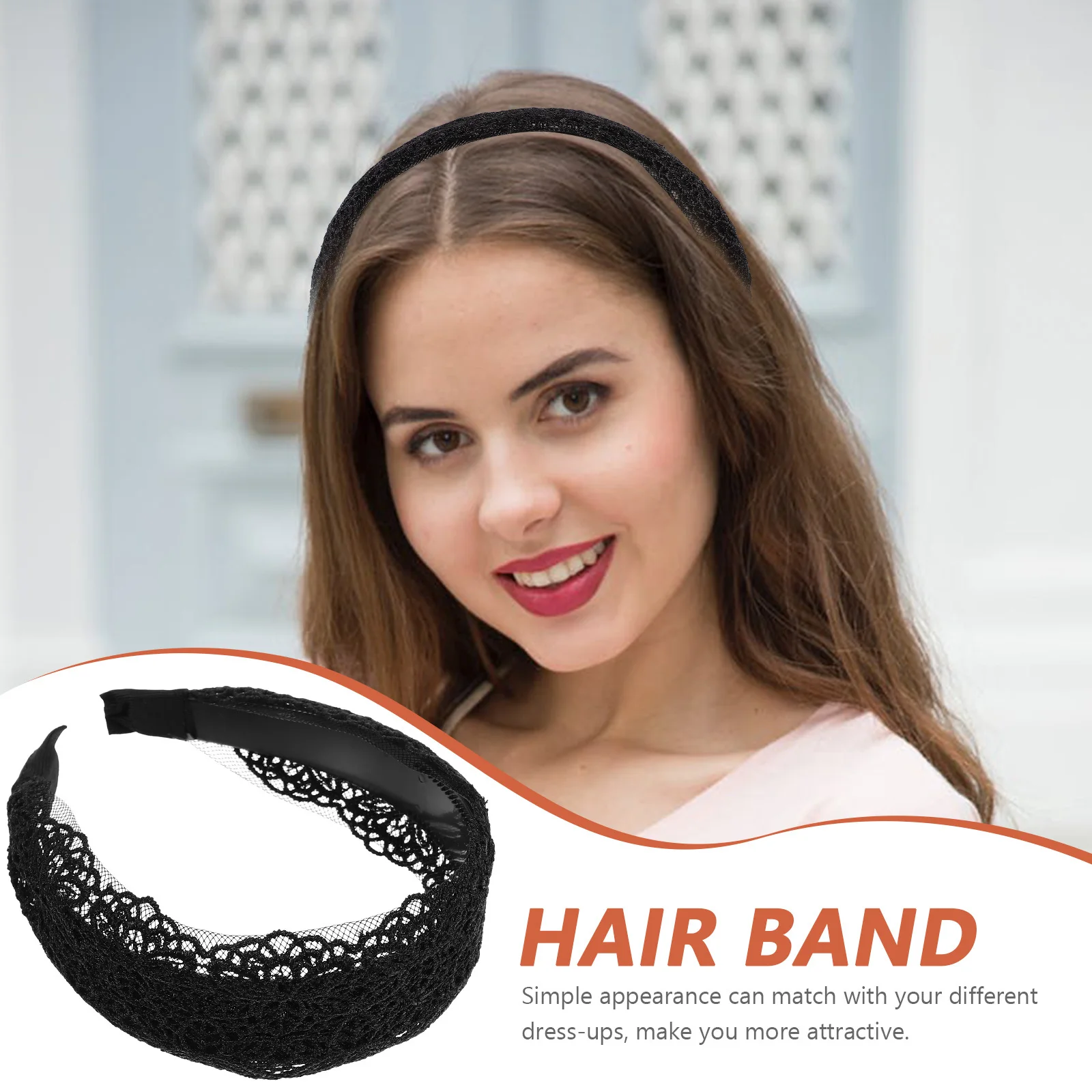 

Cloth Hair Hoop Teethed Hair Band Black Simple Hollow-Out Elegant Headband Party Meeting Anti-Slip Headwrap Women Headdress
