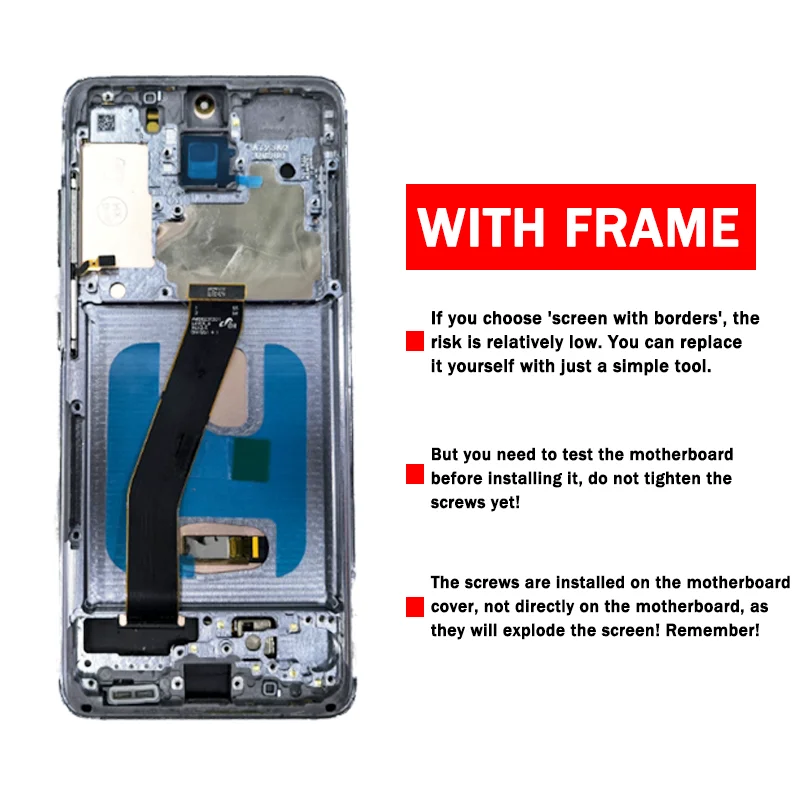 6.2인치 AMOLED 삼성 S20 5G G981F G981F/DS G981B/DS G981 LCD 디스플레이 프레임 터치스크린 디지타이저 어셈블리