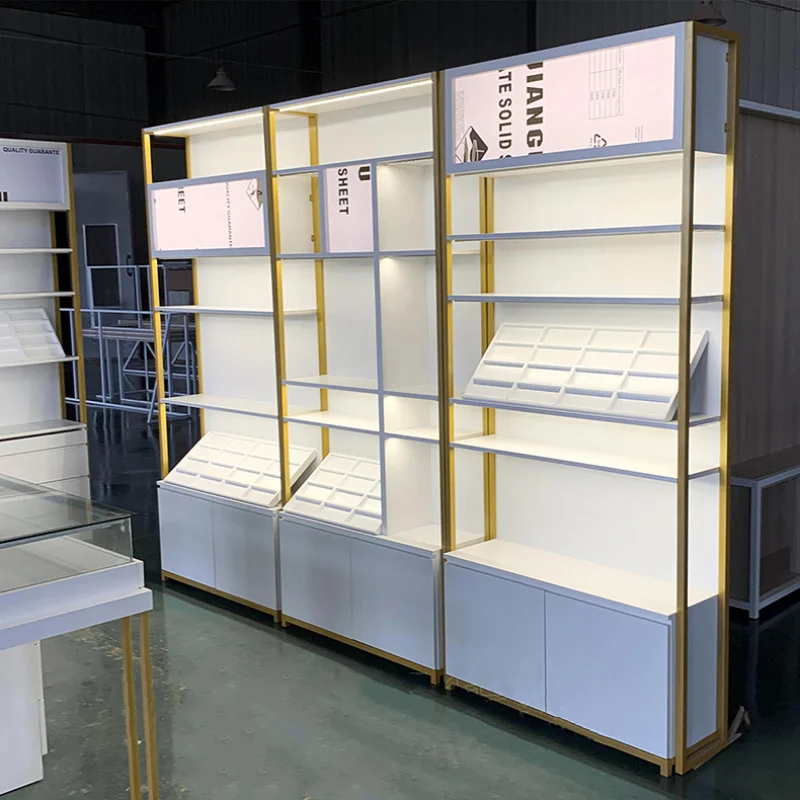 custom.Customized Eyeglasses Shop Wooden Exclusive Optical Display Shelf With Led Lighting