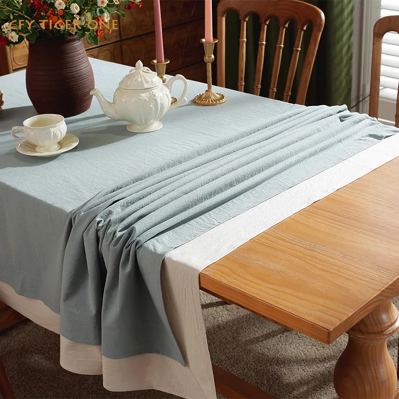 Cotton Linen French Luxury Vintage Double Layer Edge Tablecloth Antifouling Rectangular Tablecloth Coffee Table Mat Table Cover