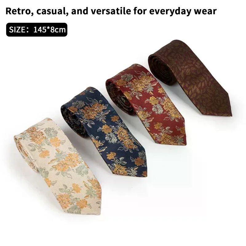 New Design Wedding Men Tie Flower Feather Elk Red Blue Green Neckties Business Daily Wear Groom Collar Cravat Accessories Gift