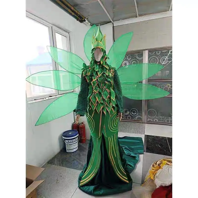 Leaf Elf Stilt Show Costume Bar Carnival Stage Performance Bar Gogo Wing Set