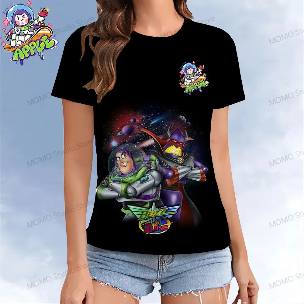 

Buzz Lightyear Disney Toy Story Women's T-shirt Y2k Street Wear Summer T-shirts O Neck XS-3XL Leisure 2024 Woman Clothing Kawaii