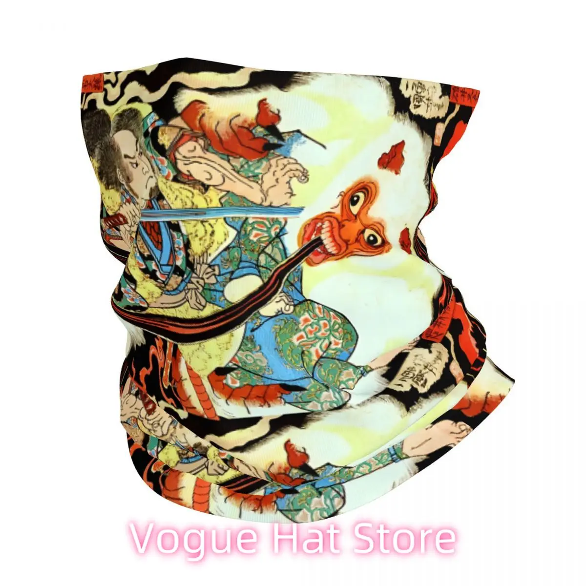 

Kuniyoshi японский самурайский боевой гигантский белый обезьянка ретро повязка на голову шеи тонкий мужской и женский походный шарф-труба для лица